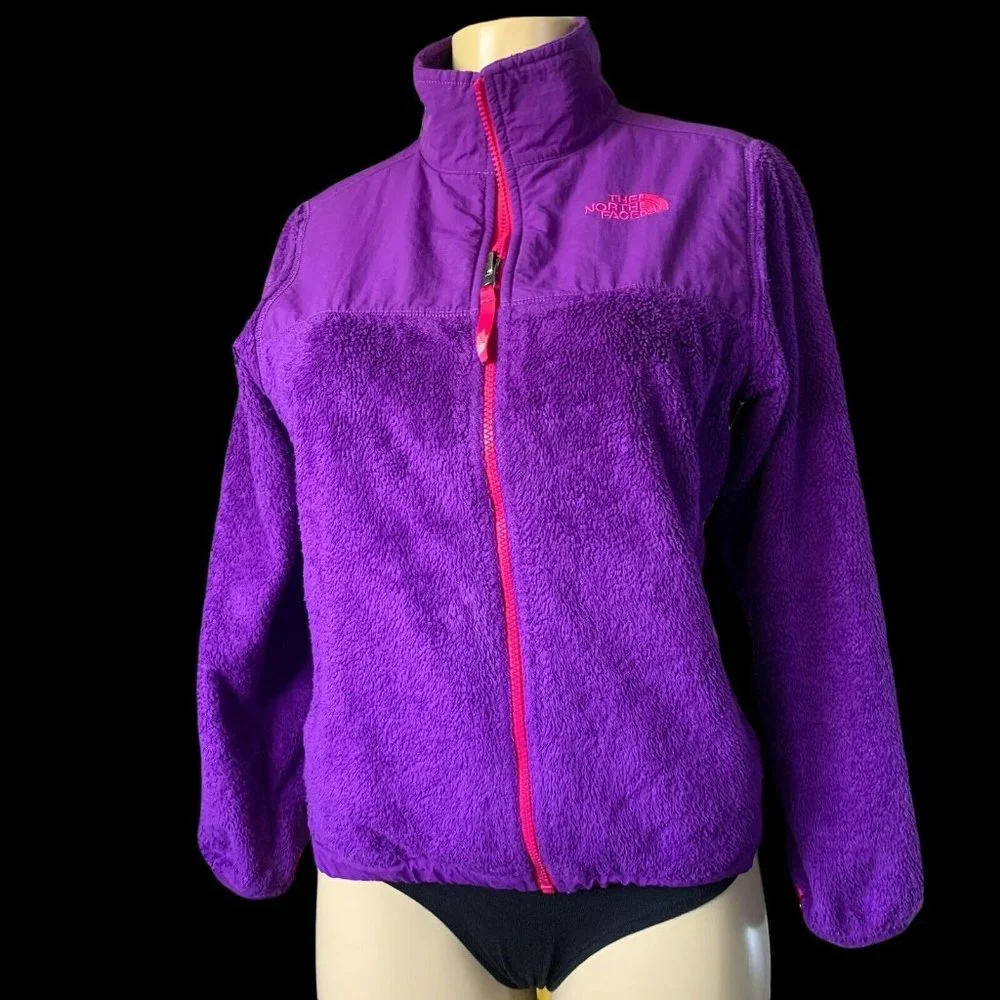 North Face Purple Fleece Jacket Girls Size Large  (14-16) Full Zip, Pockets